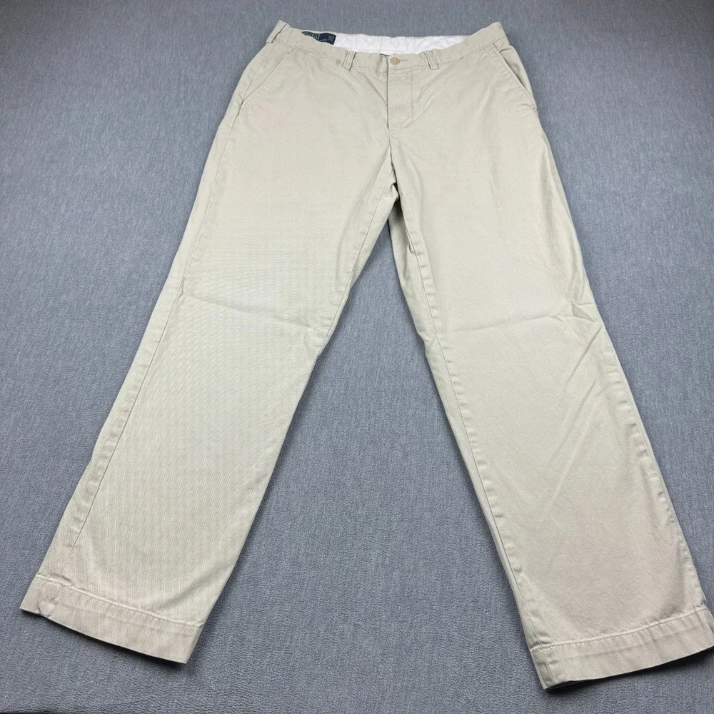 Polo Ralph Lauren Pants Men 34/32 Khaki Preston Classic Chino Trousers‎ Pocket